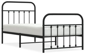 352587 vidaXL Cadru pat metalic cu tăblii de cap/picioare, negru, 80x200 cm