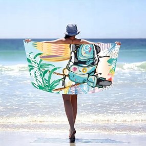 Prosop plaja SEA AND FUN 100x180 cm colorat, 100% microfibra