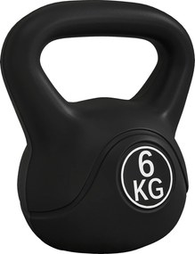 HOMCOM Kettlebell de 6 kg pentru Sport și Fitness cu Bază Plată și Mâner, Greutate din Plastic, 20x13x22 cm, Negru | Aosom Romania