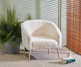 Fotoliu plusat Grifon 2 crem/natur - H78 cm