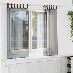 vidaXL Perdele din voile cu tablă 2 buc Negru