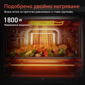 Friteuza cuptor cu aer cald Cosori CAF-R121-KEU, 1800W, 12 L, 11 programe, 30-220°C, Sisteme de siguranta, Accesorii, Negru