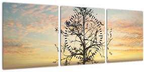 Tablou - Copac în deșert (cu ceas) (90x30 cm)