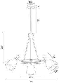Lustră pe tijă CHARLOTTE 3xE27/15W/230V albă/aurie Argon 6148