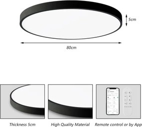 Immax NEO 07313L-LED Plafonieră dimabilă SEMPLICI 96W/230V diametru 80 cm Wi-Fi Tuya negru + telecomandă