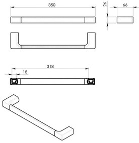 Suport pentru prosoape auriu de montat pe perete din alamă Gedy Pirenei – Sapho