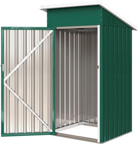 Outsunny Căsuță de Grădină Exterior Metalică 0,74 m² 107,5x91x185 cm cu Acoperiș Înclinat Ușă cu Închidere Ventilații Verde | Aosom Romania