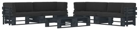 3067016 vidaXL Set mobilier paleți cu perne, 6 piese, negru, lemn pin tratat
