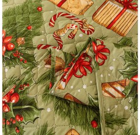 Cuvertura de pat cu model CADOURI DE CRACIUN, verde Dimensiune: 220 x 240 cm