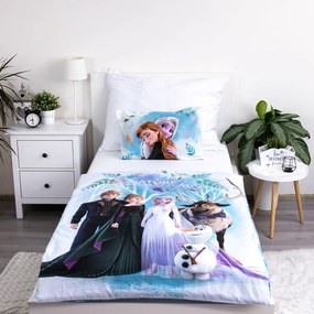 Lenjerie de pat pentru copii albastră din bumbac pentru pătuț 100x135 cm Frozen "Blue" – Jerry Fabrics