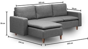 Colțar gri (cu colț pe partea stângă ) Lungo – Balcab Home