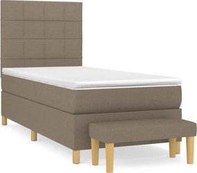 vidaXL Pat box spring cu saltea, gri taupe, 90x190 cm, textil