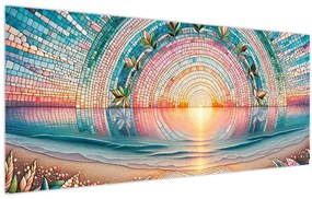 Tablou – Mozaic al soarelui la apus (120x50 cm)