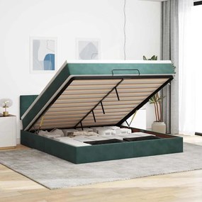 vidaXL Cadru de pat otoman cu saltea verde închis 180x200cm catifea