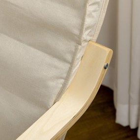 HOMCOM Fotoliu Relax cu Suport pentru Picioare Reglabil în 5 Nivele și Tetieră, 66,5x94x100 cm, Crem | Aosom Romania