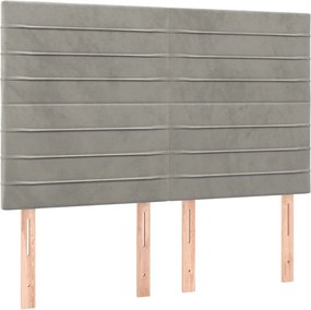 vidaXL Tăblie de pat gri deschis 144x5x118/128 cm catifea