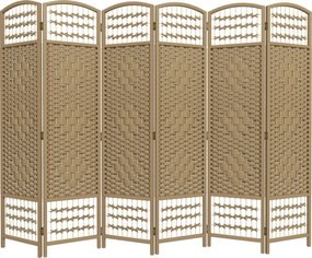 HOMCOM Paravan interior din lemn separator de cameră despărțitură pliabilă 6 panouri 240 x 170 cm lemn natural | Aosom Romania