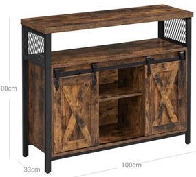 Comodă cu uși glisante FIRA maro/negru