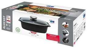 Elo 84932 Tavă de copt cu capac din sticlă șimâner cu aromă Alucast 40 x 22 cm