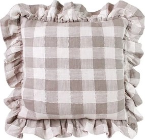 Față de pernă din bumbac organic 45x45 cm bej, „Ida Check"