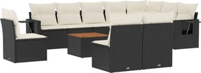 vidaXL Set canapele de grădină cu perne, 11 piese, negru, poliratan
