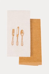 Prosoape de bucătărie HOME, 2 buc Crem-Muștar /Cream-Mustard Set (2 buc, 40x60 cm)