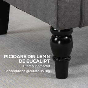 HOMCOM Fotoliu de Living Stil Francez cu Perne Detașabile Gri | Aosom Romania