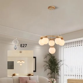 Brilagi - Lustră suspendată pe cablu VISBY WOOD, 6xE27/60W/230V, Ø 58 cm, din lemn