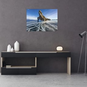 Tablou pe sticlă cu piatra înghețată (70x50 cm)