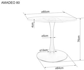 Masa rotunda Amadeo nuc/negru mat ø80/h76