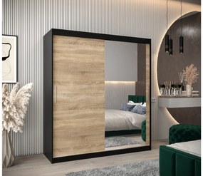 Dulap de haine 180 cm Toki 2 (negru mat + stejar sonoma). 1065006