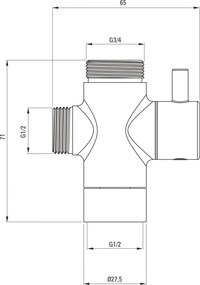 Comutator de dus, pentru coloane de dus, 2 functii, crom Deante