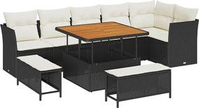 vidaXL Set de canapele pentru grădină 9 pcs Negru poliratan