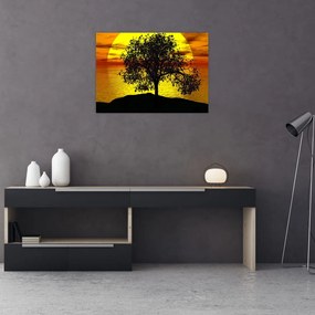 Tablou pe sticlă - Silueta copacilor (70x50 cm)
