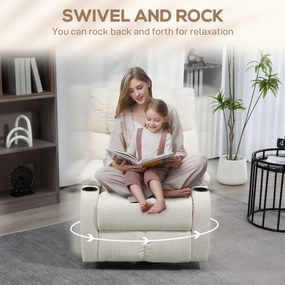 HOMCOM Fotoliu Modern Reclinabil 135° cu Suport pentru Picioare și Suporturi pentru Pahare Bej | Aosom Romania