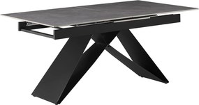 Masa extensibila MAJED, gri beton/negru, ceramica/metal, 160/200x90x75