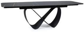 Set masa extensibila Infinity Ceramic negru/negru mat - L160-240 cm + 3 scaune Cherry piele olive + 2 scaune Cherry piele gri