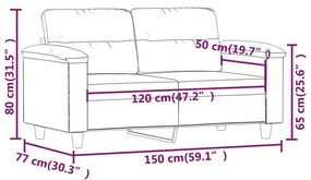 Canapea cu 2 locuri, crem, 120 cm, tesatura microfibra Crem, 150 x 77 x 80 cm