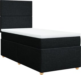 vidaXL Pat box spring cu saltea, negru, 90x190 cm, textil