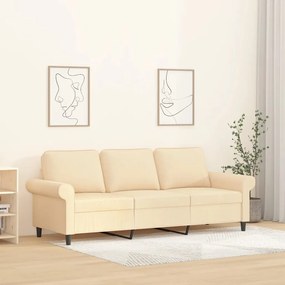 349203 vidaXL Canapea cu 3 locuri, crem, 180 cm, material textil