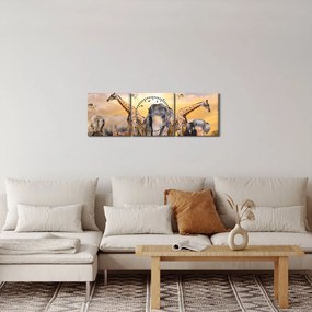 Tablou - Animae din Africa (cu ceas) (90x30 cm)