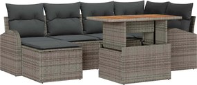 vidaXL Set de canapele pentru grădină 7 pcs Gri Rattan poli