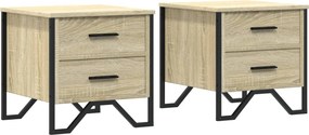 vidaXL Noptiere, 2 buc., stejar sonoma, 40x41x40 cm, lemn prelucrat