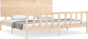 vidaXL Cadru de pat cu tăblie Super King Size, lemn masiv