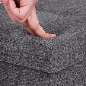 Bancheta cu capac si spatiu depozitare, textil / MDF, gri inchis, Songmics