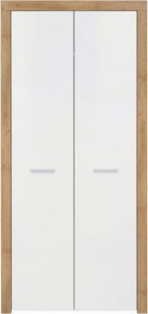 Dulap BALDER, alb lucios/stejar riviera, PAL, cu 2 usi, 90x52x192 cm