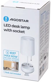 Aigostar - Lampă de birou cu prize 1xE27/60W/230V albă