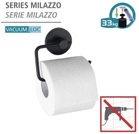 Suport pentru hârtia de toaletă Wenko Vacuum-Loc® Milazzo, negru