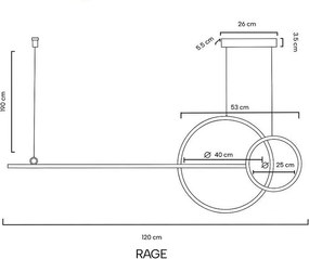 Lustra aurie inelara LED Range 120cm
