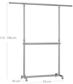 Cuier de podea mobil LINEA, argintiu